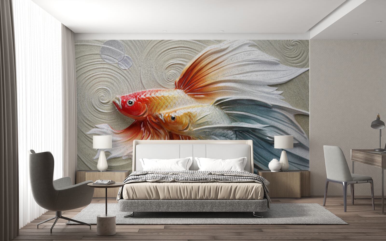 Fototapeten Zwei farbenfrohe Fische mit Flossen