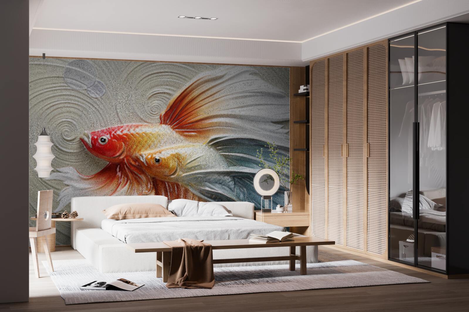 Fototapeten Zwei farbenfrohe Fische mit Flossen