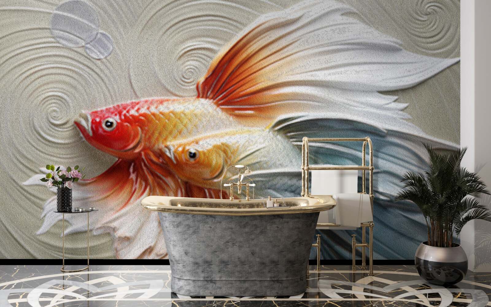 Fototapeten Zwei farbenfrohe Fische mit Flossen