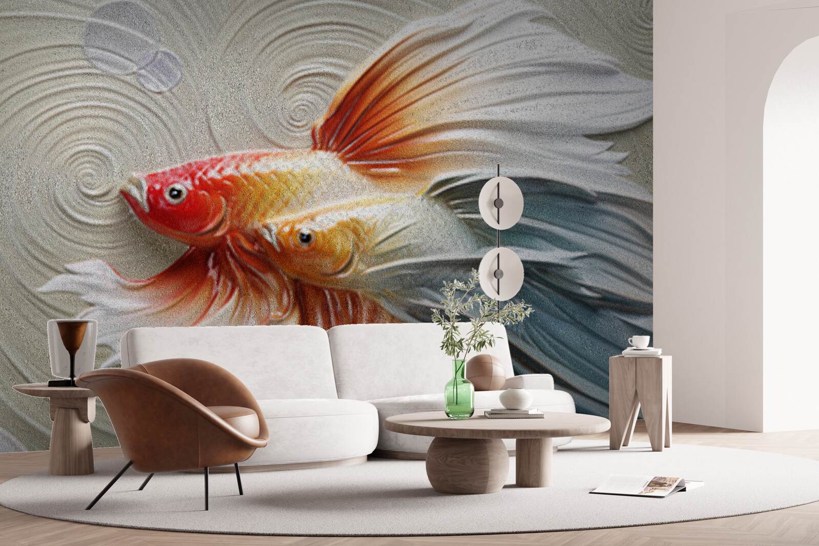 Fototapeten Zwei farbenfrohe Fische mit Flossen