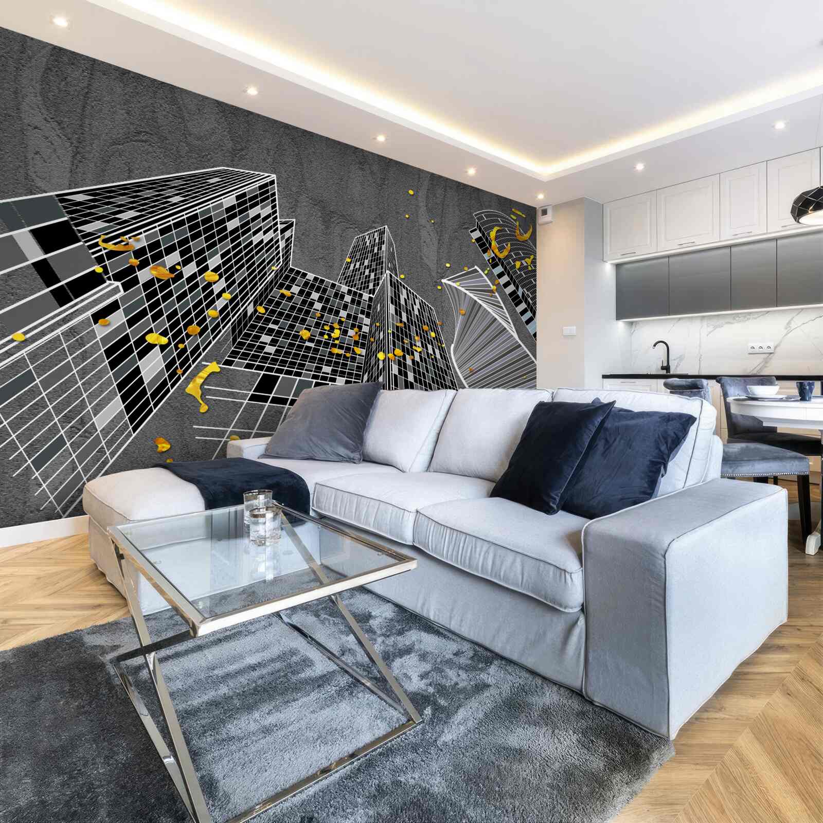 Fototapeten Stadtarchitektur im geometrischen Stil