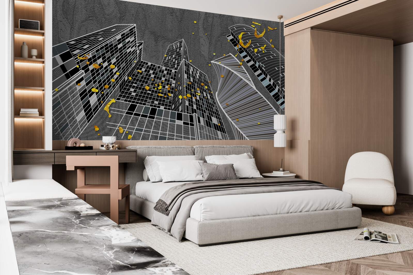Fototapeten Stadtarchitektur im geometrischen Stil