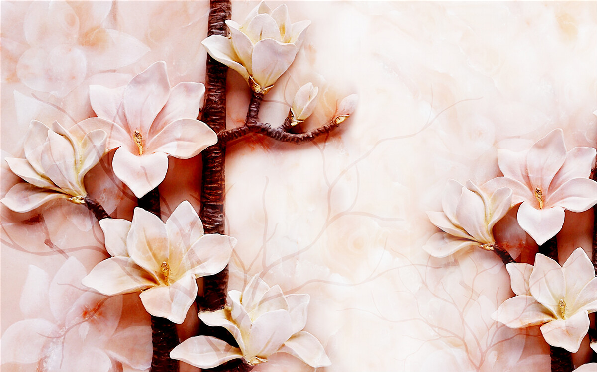 Fototapeten Zweige der anmutigen rosa Magnolien