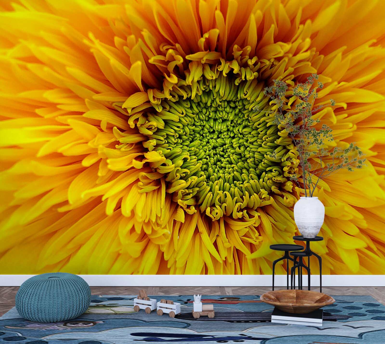 Fototapeten Chrysanthemen mit hellen gelben Blütenblättern
