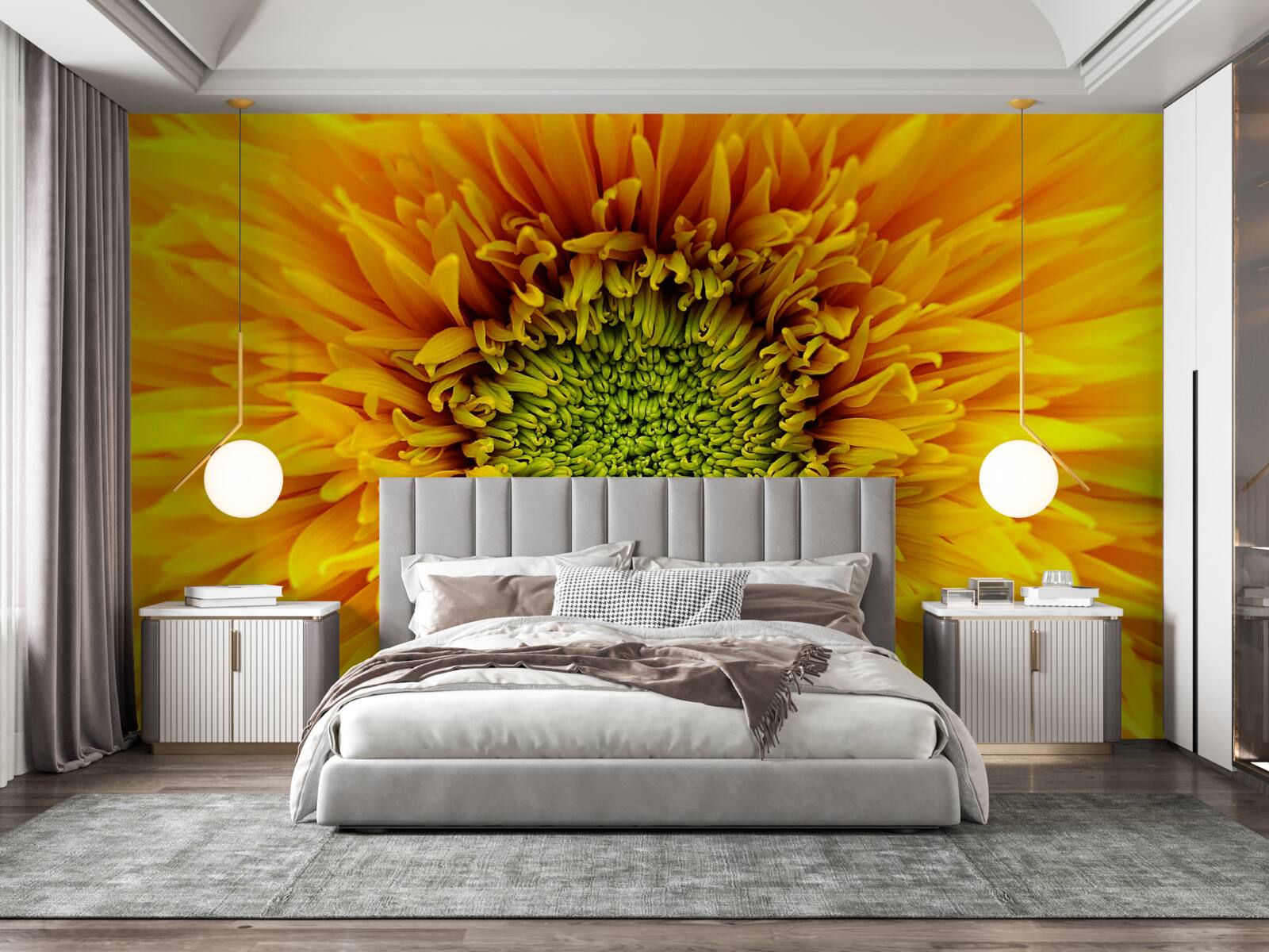 Fototapeten Chrysanthemen mit hellen gelben Blütenblättern