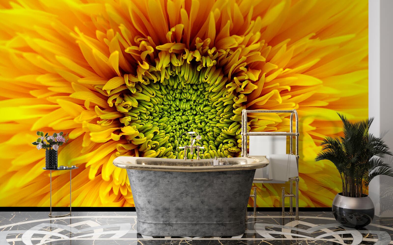 Fototapeten Chrysanthemen mit hellen gelben Blütenblättern