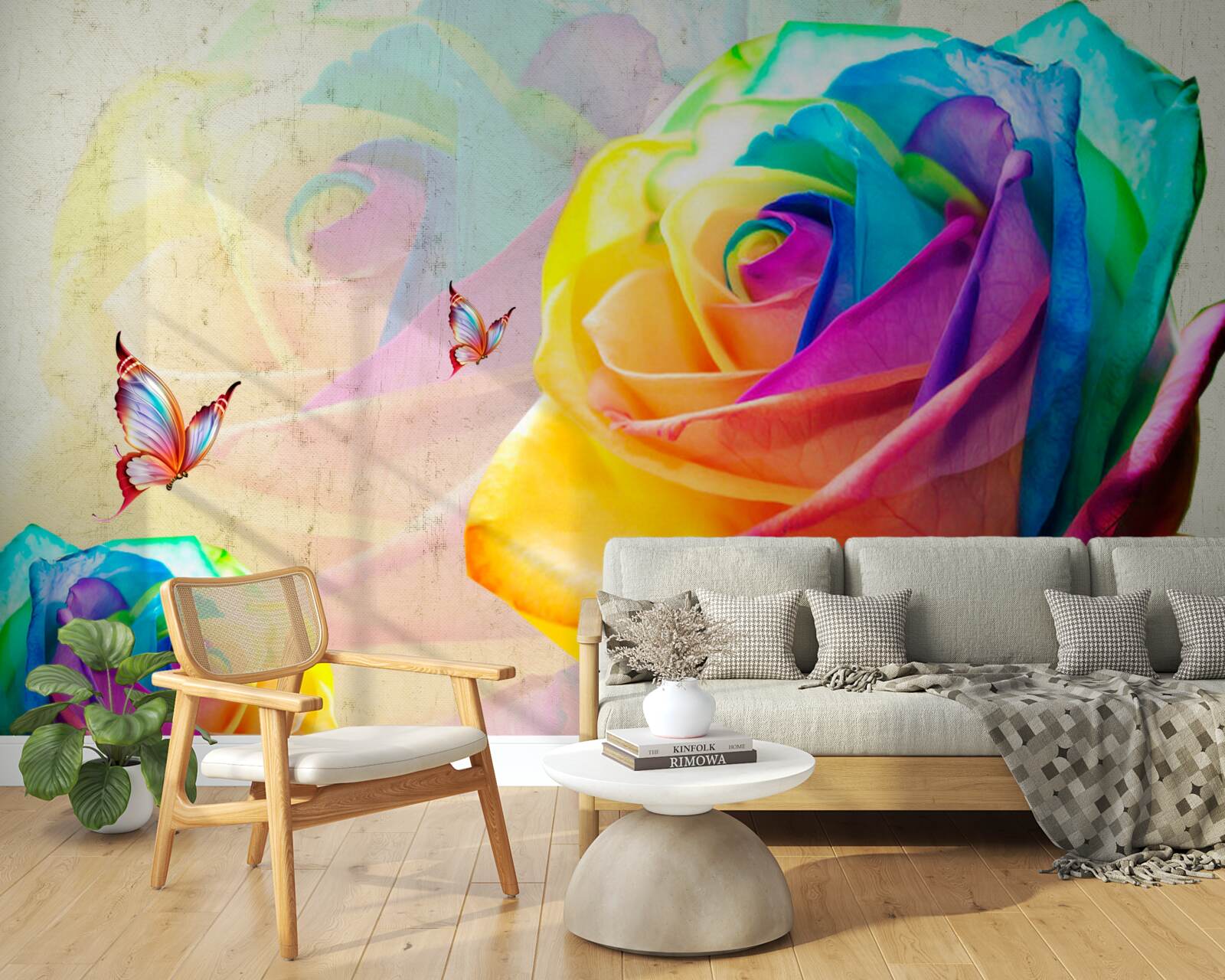 Fototapeten Rose in der Farbe des Regenbogens