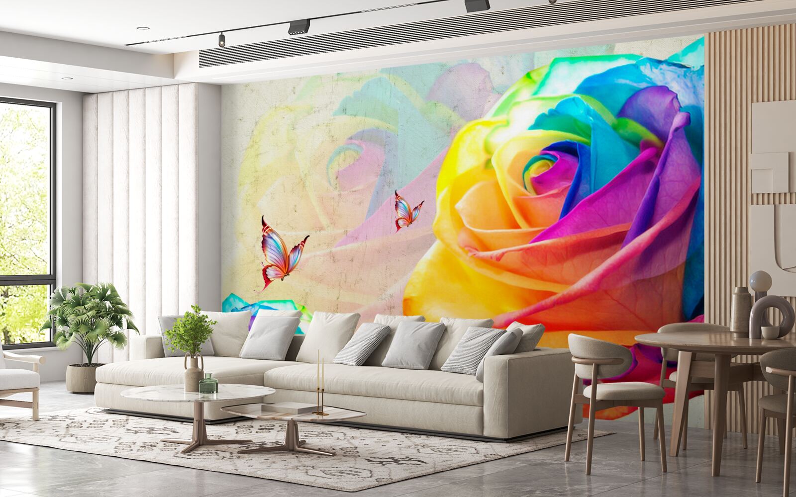Fototapeten Rose in der Farbe des Regenbogens