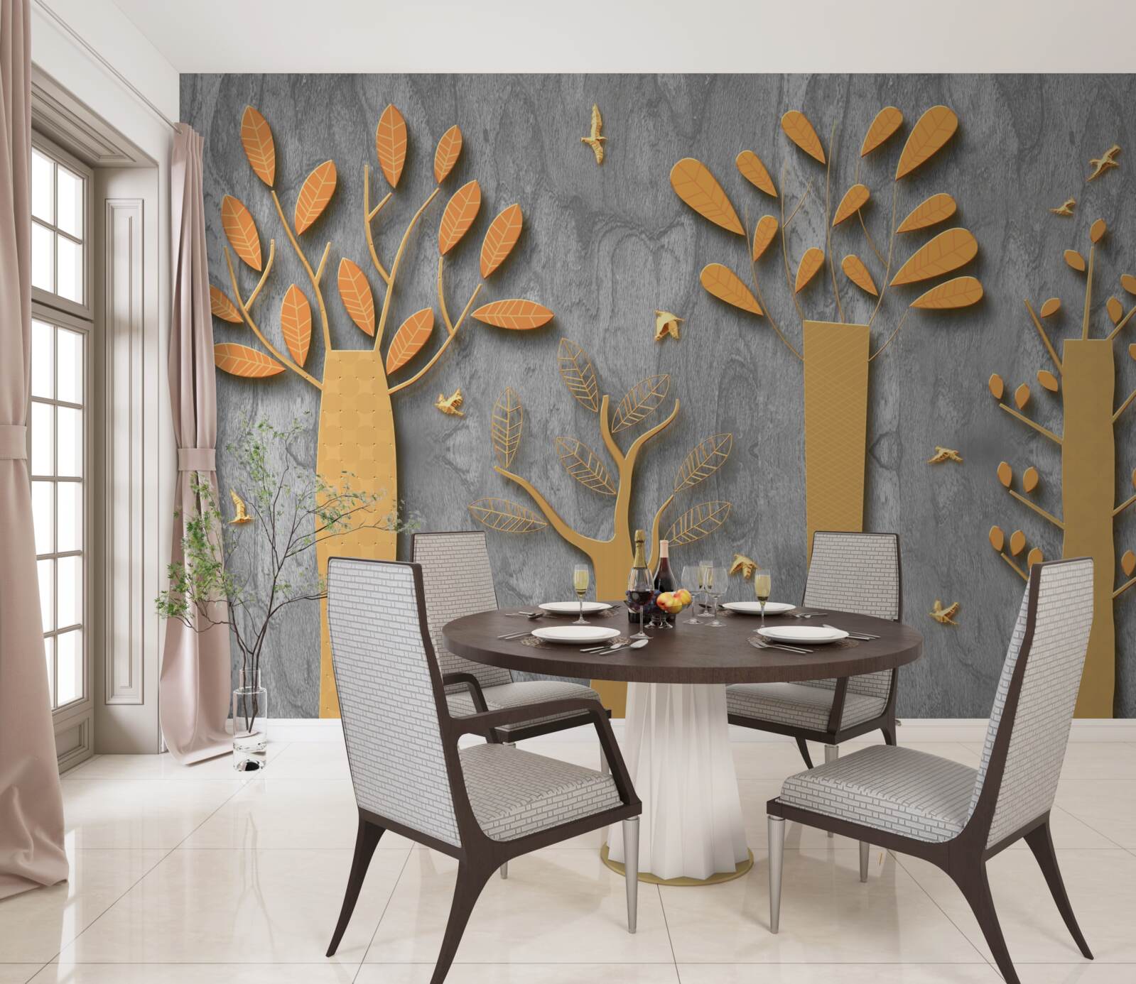 Fototapeten goldene Abstraktion des Herbstwaldes