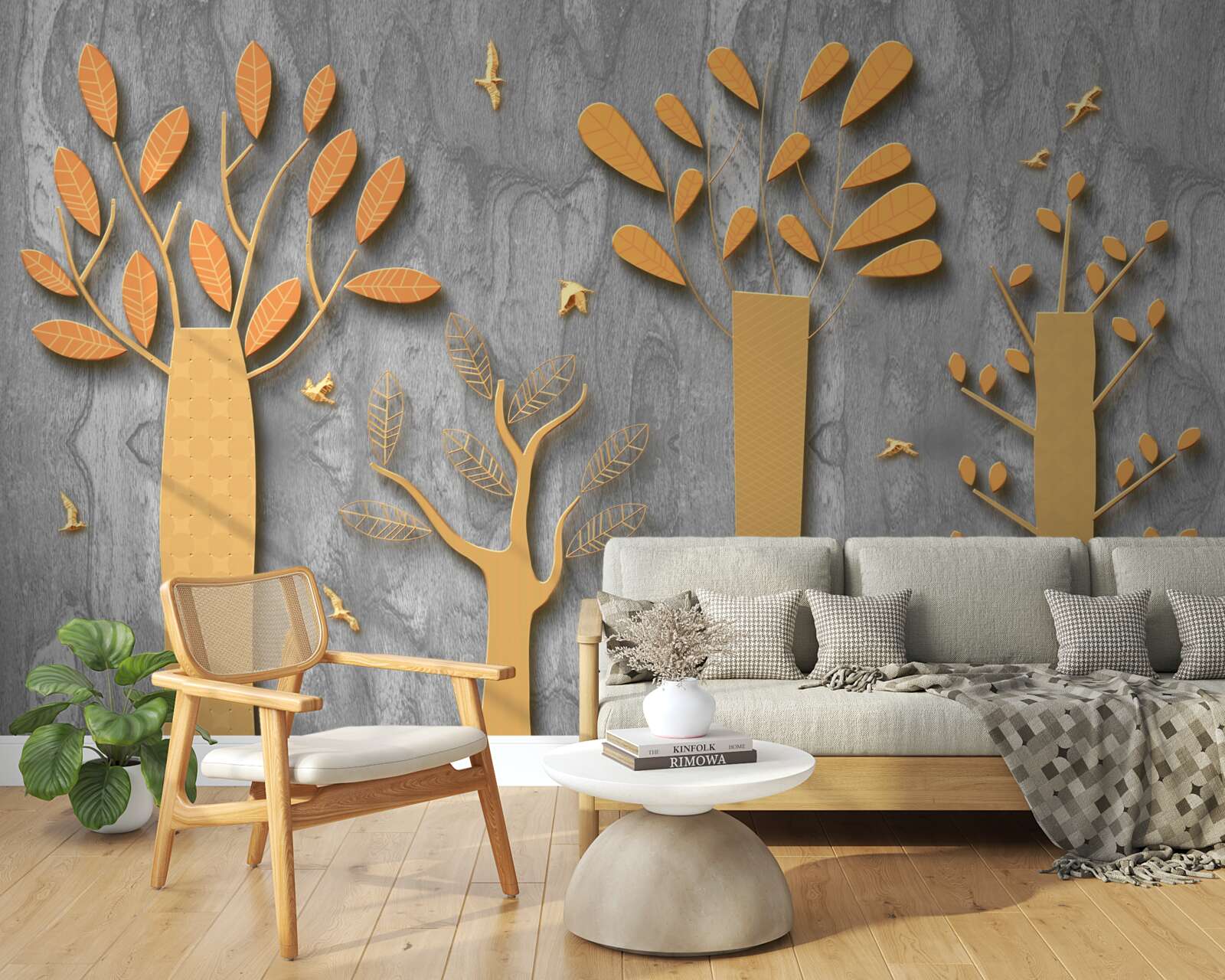 Fototapeten goldene Abstraktion des Herbstwaldes