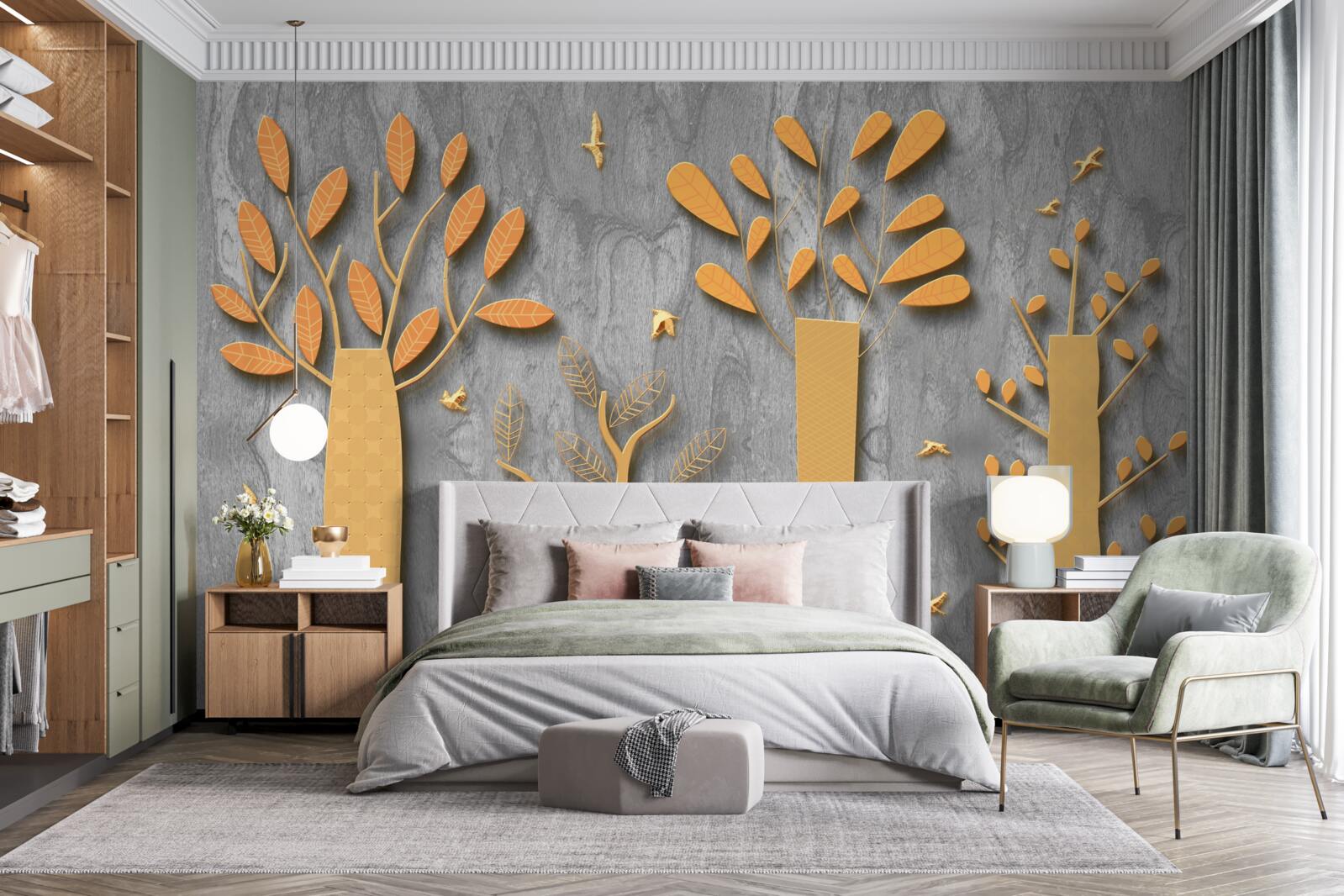 Fototapeten goldene Abstraktion des Herbstwaldes
