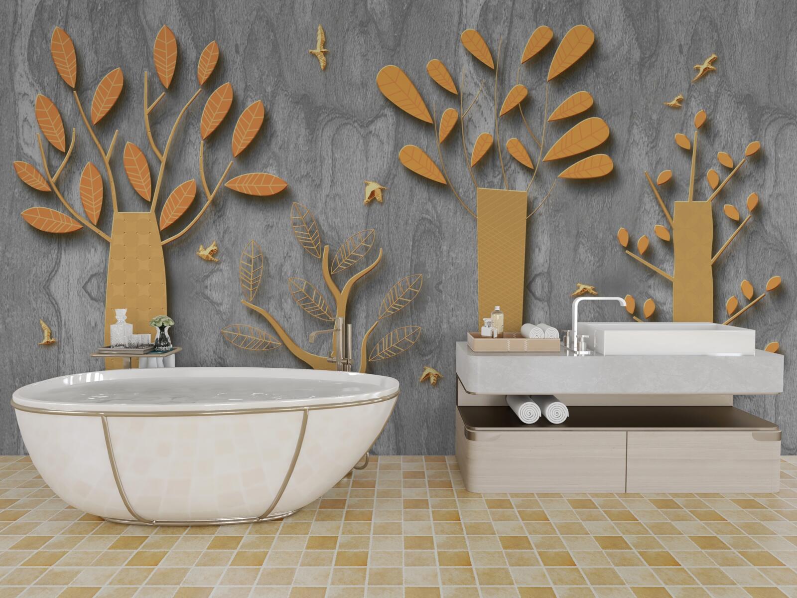 Fototapeten goldene Abstraktion des Herbstwaldes