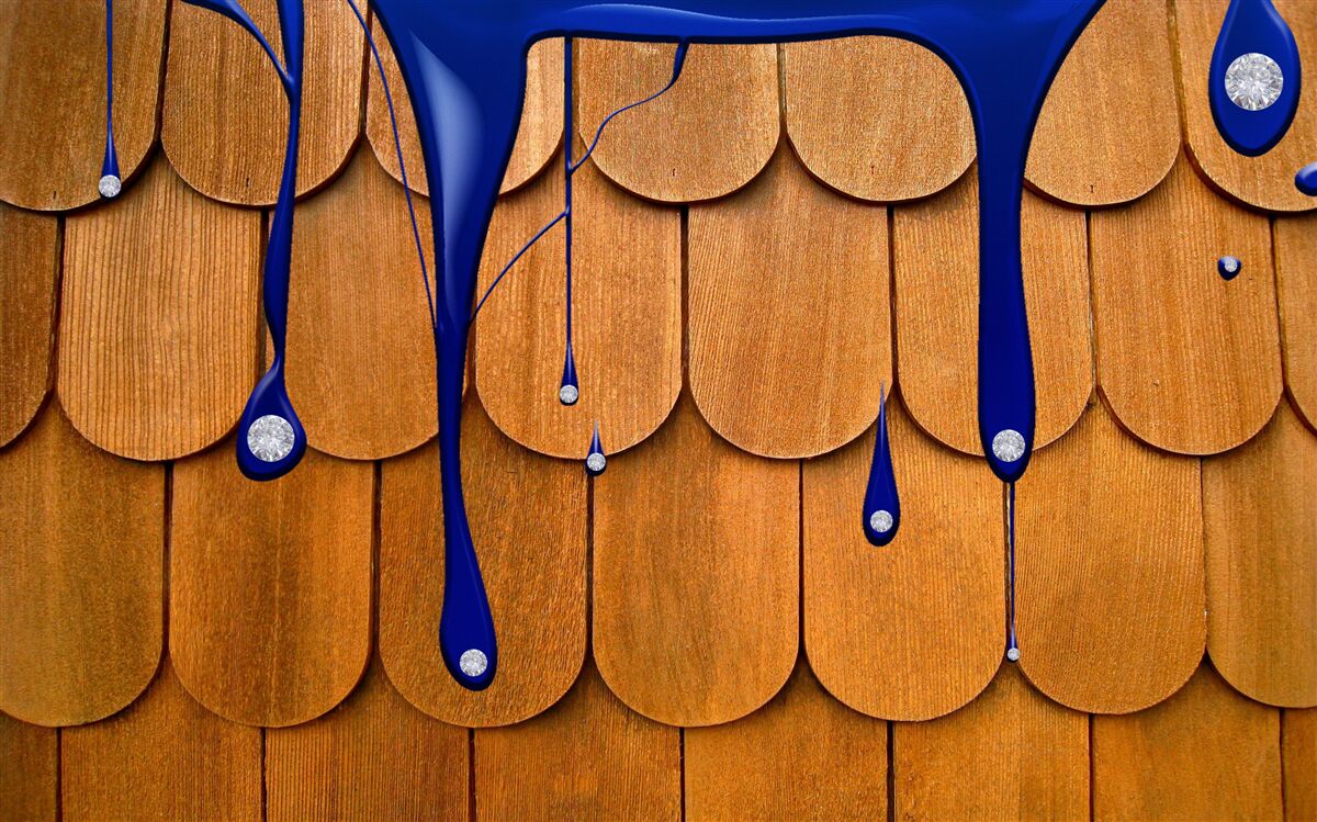 Fototapeten Das braune Dach ist blau