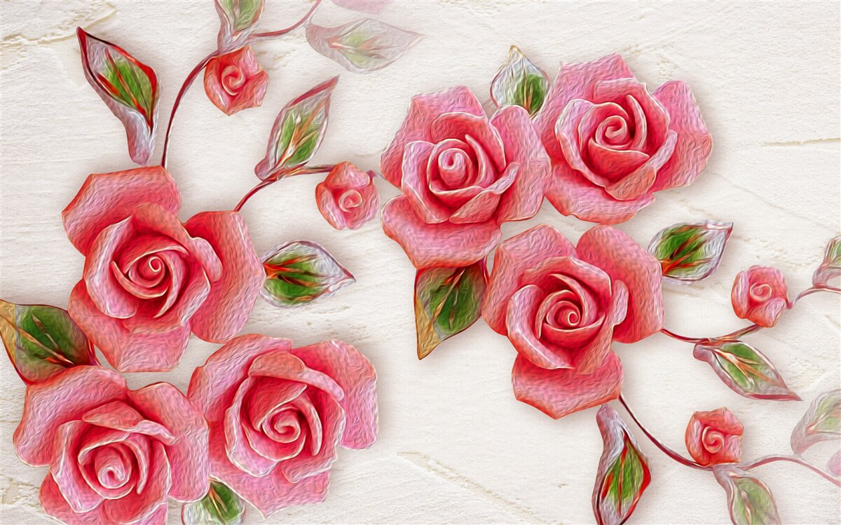 Fototapeten Eine rosa Tee Rose blühte auf dem Ast