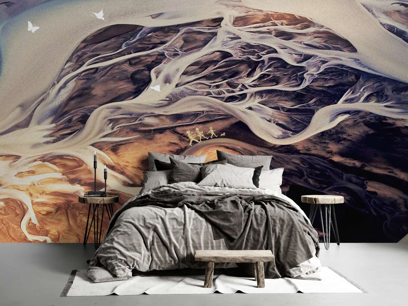 Fototapeten Eine falsche Silhouette eines auf den Sand gezogenen Baums