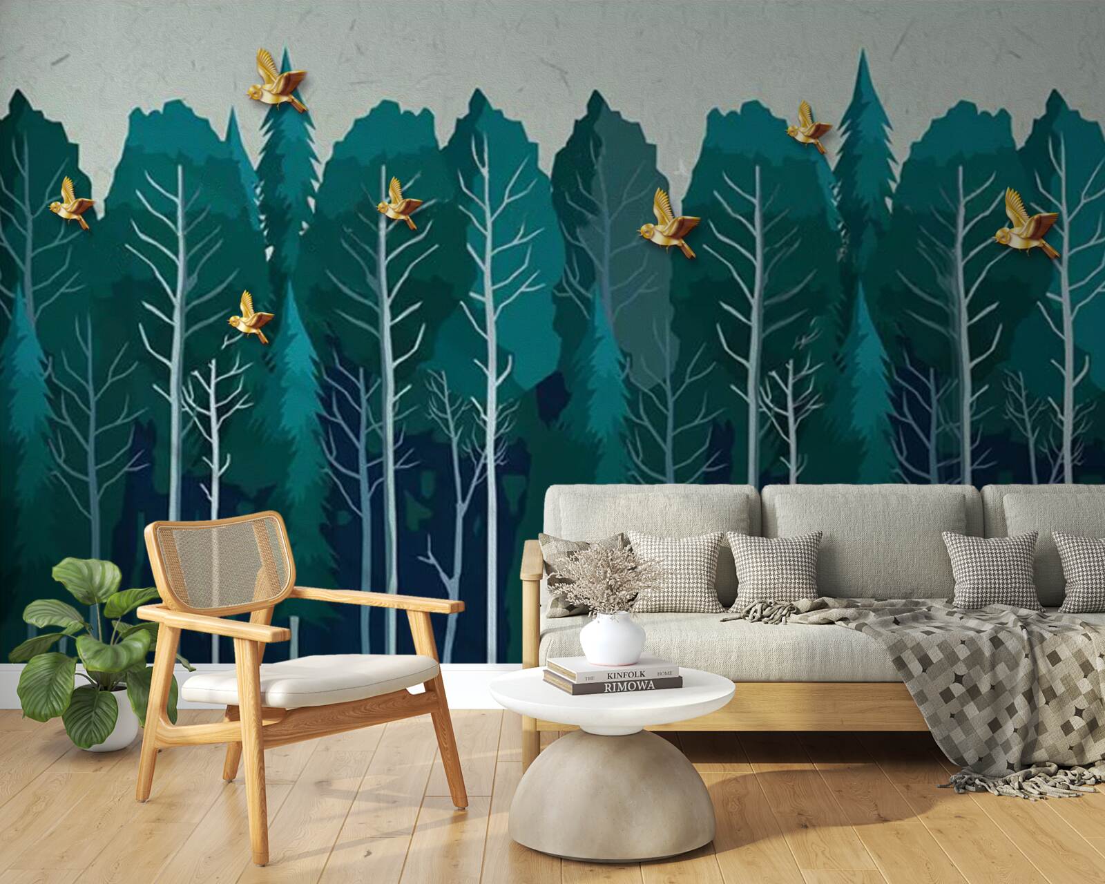 Fototapeten Waldbild mit Laubbäumen