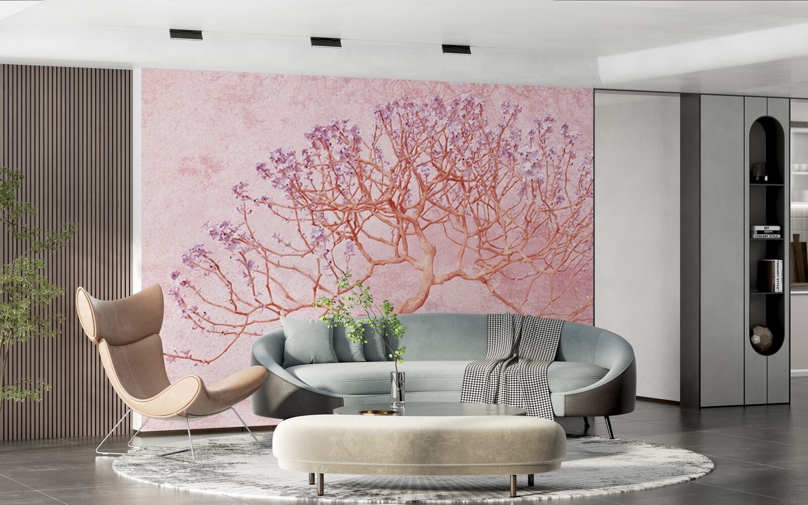 Fototapeten Ein blühender Baum mit zarten rosa Blüten