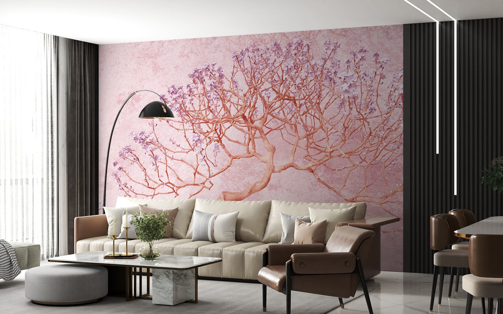 Fototapeten Ein blühender Baum mit zarten rosa Blüten
