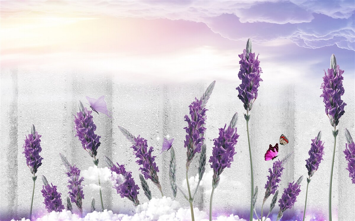 Fototapeten Himmlischer Hintergrund mit abstrakten Tönen von Lavendel