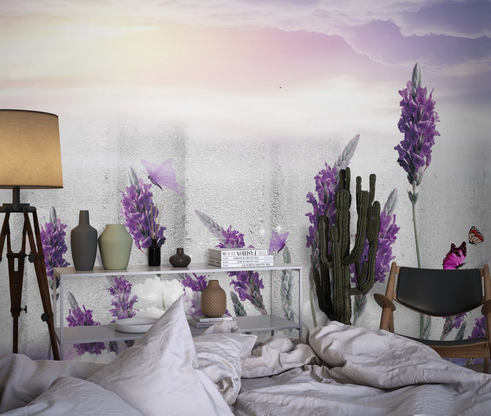 Fototapeten Himmlischer Hintergrund mit abstrakten Tönen von Lavendel