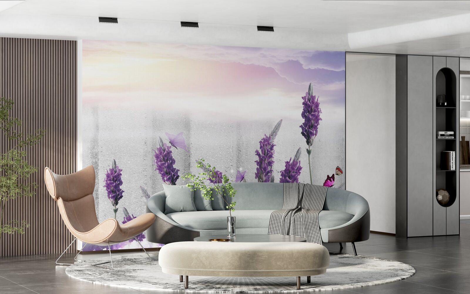 Fototapeten Himmlischer Hintergrund mit abstrakten Tönen von Lavendel