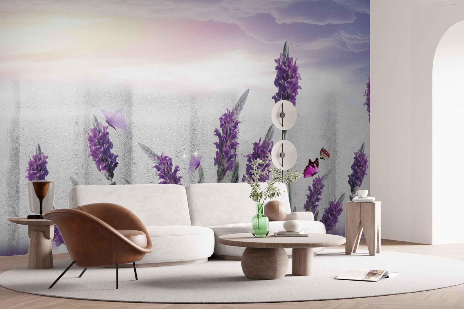 Fototapeten Himmlischer Hintergrund mit abstrakten Tönen von Lavendel